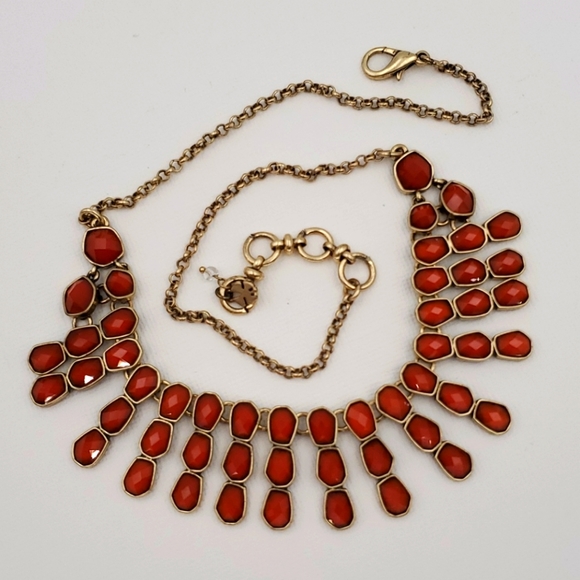 Lucky Brand Dark Orange Rhinestone Necklace - Picture 2 of 7